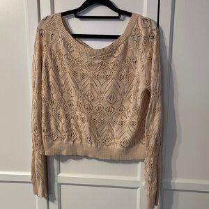 Free People Beige Lace Knit Sweater